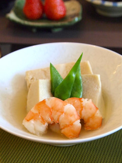 高野豆腐の煮物♪海老と春野菜を添えて-レシピのメイン写真
