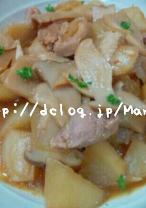 鶏肉とｴﾘﾝｷﾞのﾋﾟﾘｶﾗ大根煮-レシピのメイン写真