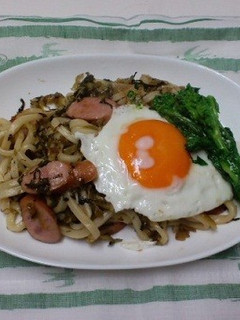 ウインナーと高菜の焼うどん-レシピのメイン写真
