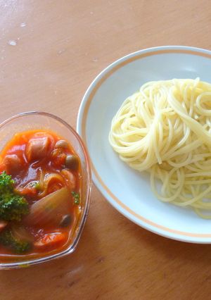 野菜たっぷりのつけトマトスパゲティ-レシピのメイン写真