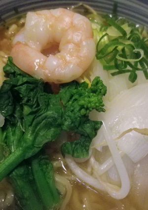 菜の花と海老と新玉ねぎの春ラーメン-レシピのメイン写真
