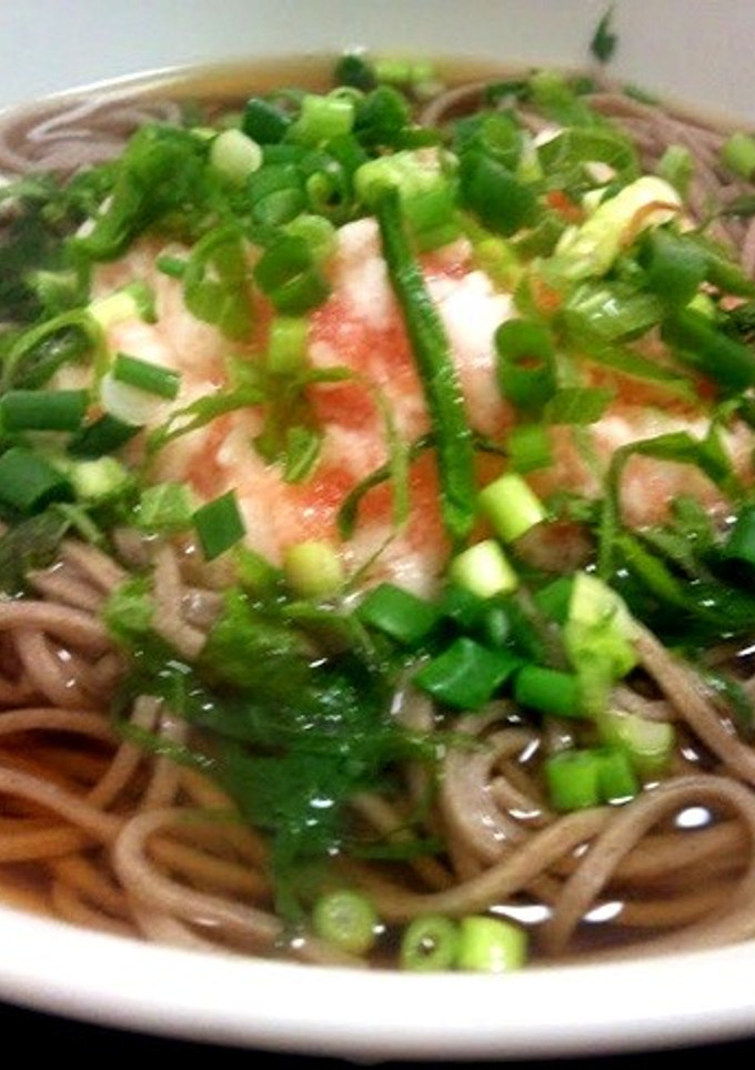 明太子&とろろの温かいお蕎麦-レシピのメイン写真