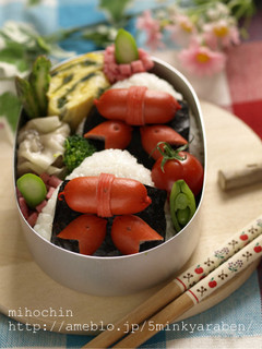 【キャラ弁】ウインナーリボンおにぎり弁当-レシピのメイン写真