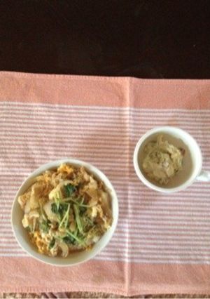 新玉ねぎとたっぷり三つ葉のつゆだく卵丼-レシピのメイン写真