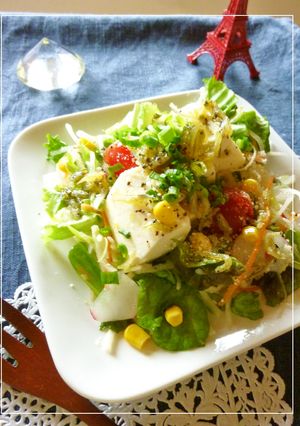 豆腐と野菜のサラダ　塩麹しらすドレ和え-レシピのメイン写真
