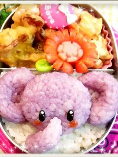 キャラ弁☆紫デコふりDEぞうさん-レシピのメイン写真