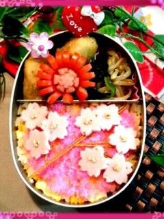 キャラ弁☆お花見だ♪桜弁-レシピのメイン写真