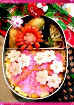 キャラ弁☆お花見だ♪桜弁-レシピのメイン写真