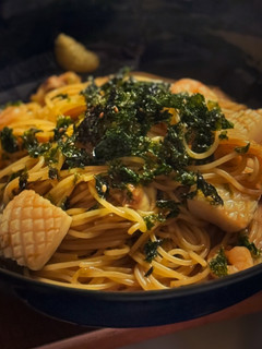簡単⭐︎ワンパン海苔の佃煮シーフードパスタ-レシピのメイン写真