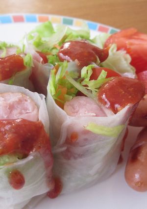 ウインナーとたっぷり野菜の生春巻き-レシピのメイン写真