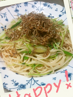 カリカリじゃこ豆苗入りわさび風味パスタ-レシピのメイン写真