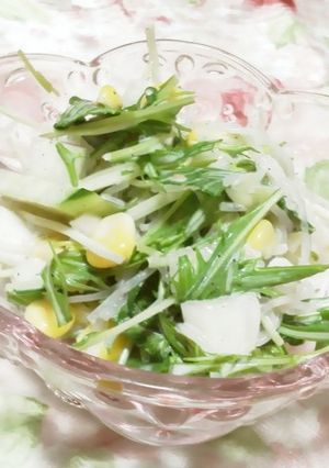 新玉、水菜の青じそドレッシングマヨサラダ-レシピのメイン写真