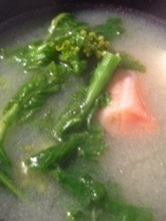 ハラス&菜の花の春色味噌汁-レシピのメイン写真