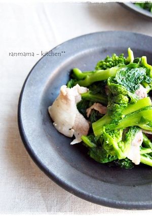 菜の花と豚肉のブラックペッパー炒め-レシピのメイン写真