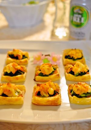 春のおつまみ♫菜花とハムの一口パイ✿-レシピのメイン写真