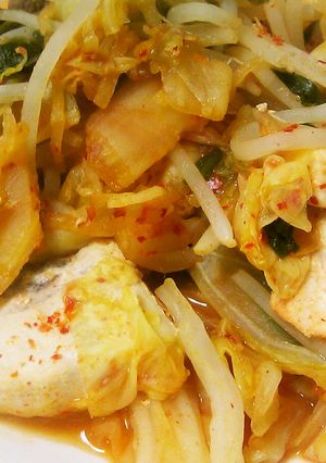 簡単ヘルシー☆野菜とカジキのキムチ蒸し★-レシピのメイン写真