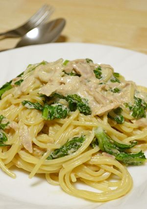 あえるだけ♪ツナマヨと春菊のパスタ-レシピのメイン写真
