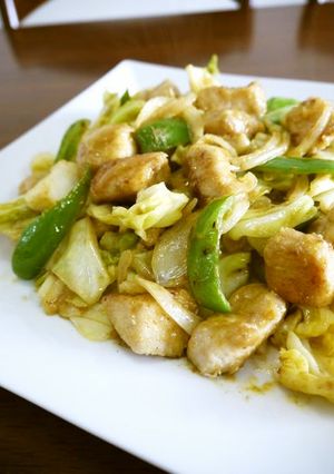 鶏むね肉とキャベツのカレーマヨ炒め♪-レシピのメイン写真