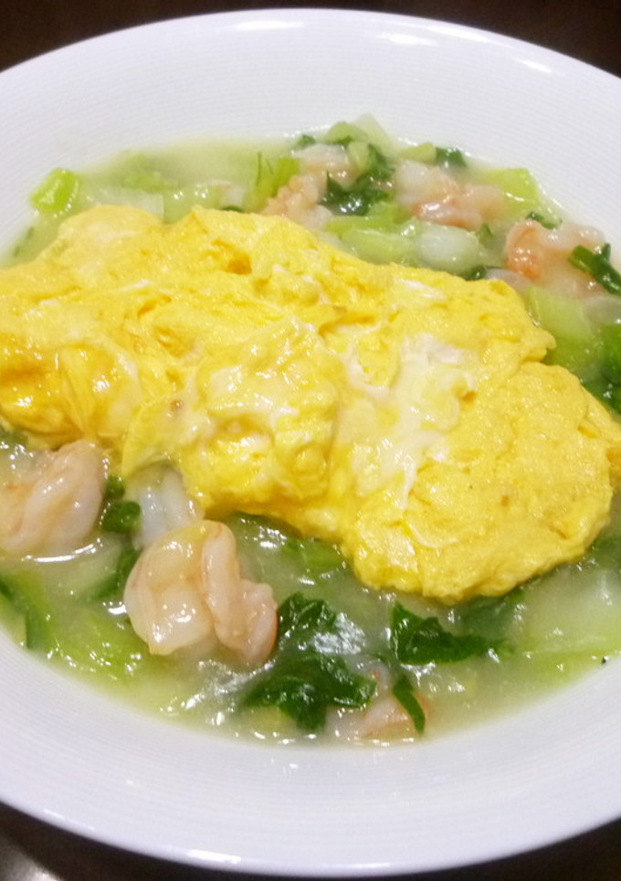 うち中華〜エビと青梗菜の塩炒め 卵のせ-レシピのメイン写真