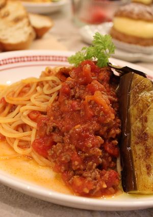 揚げ茄子と辛肉みそのトマトパスタ-レシピのメイン写真