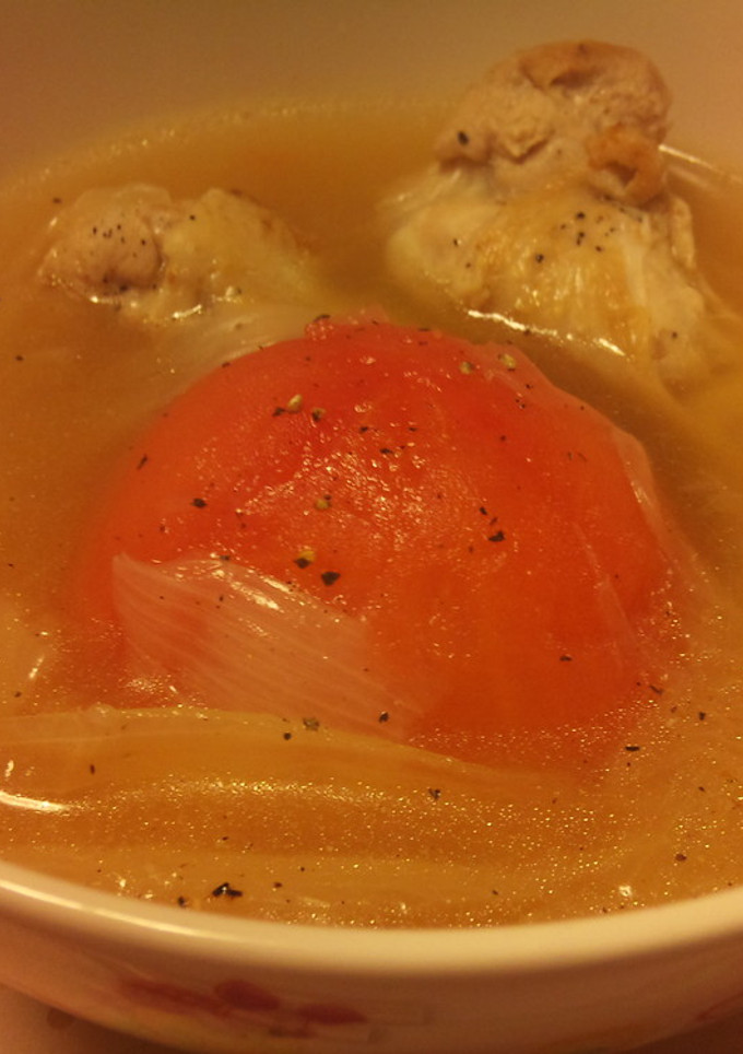 ほろほろ手羽元とまるごとトマトのスープ-レシピのメイン写真