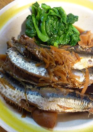 イワシの梅干し煮　小松菜添え-レシピのメイン写真
