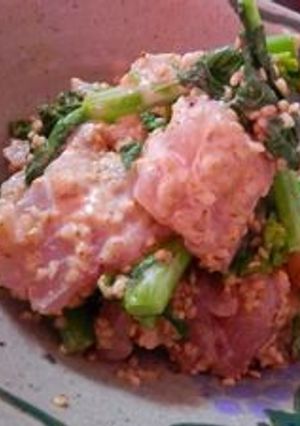 菜の花とビンチョウマグロの和え物-レシピのメイン写真