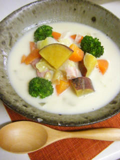 具だくさん*さつまいも野菜豆乳スープ*-レシピのメイン写真