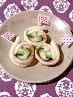 緑と赤のちくわまき-レシピのメイン写真