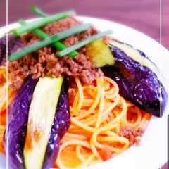 รูปของ ★なすとひき肉の辛味スパゲッティ★
