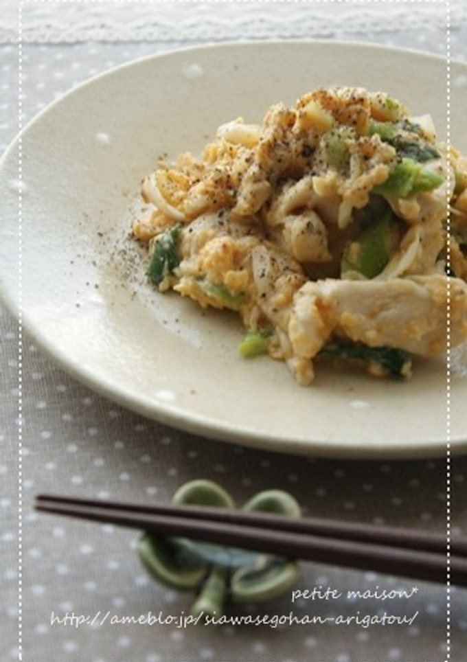鶏ささみとねぎのマヨ卵炒め-レシピのメイン写真