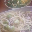 ソラマメと豚挽き肉のペペロンチーノ