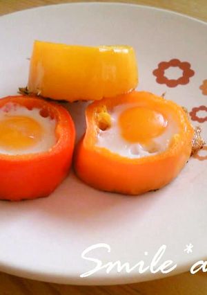 カラフルピーマンで目玉焼き✿-レシピのメイン写真