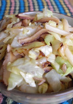 生しいたけとキャベツの酒蒸し焼きうどん♪-レシピのメイン写真