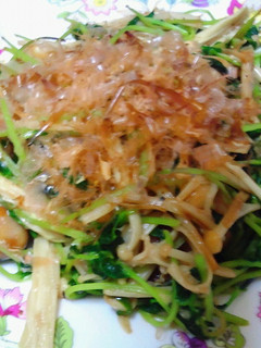 簡単美味♪豆苗とエノキのお好み焼き風炒め-レシピのメイン写真