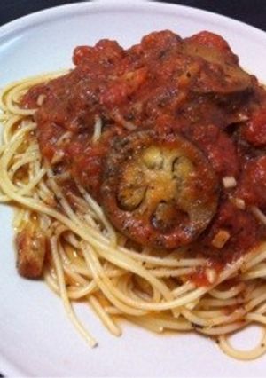 簡単!お店味のトマトと茄子のバジルパスタ-レシピのメイン写真