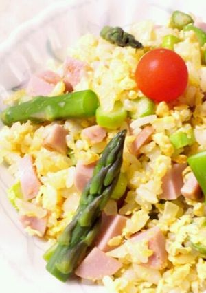 アスパラと魚ニソの春色パラパラチャーハン-レシピのメイン写真