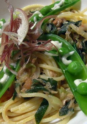 葉玉ねぎの和風春野菜ペペロンチーノ-レシピのメイン写真