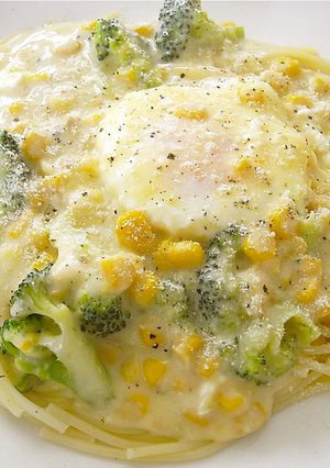 ブロッコリーと玉子のコーンクリームパスタ-レシピのメイン写真
