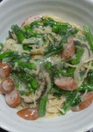 菜の花とウインナーのクリームパスタ-レシピのメイン写真