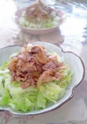5分で簡単！あまから豚丼・野菜盛り♪-レシピのメイン写真