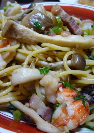 エビとたっぷりキノコで柚子胡椒パスタ-レシピのメイン写真