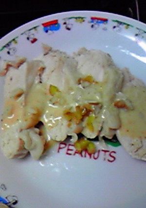 しっとりおいしい☆ゆで鶏のごまマヨソース-レシピのメイン写真