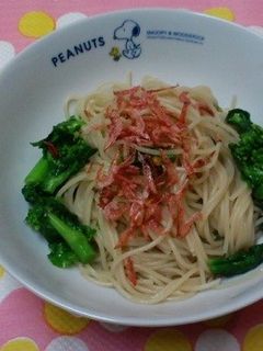 桜えびと菜の花の梅風味スパゲッティ-レシピのメイン写真