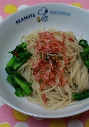 桜えびと菜の花の梅風味スパゲッティ-レシピのメイン写真