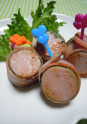 お弁当♡魚肉のベーコン大葉巻き✿-レシピのメイン写真