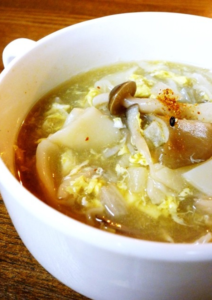餃子の皮で！すいとん風きのこスープ-レシピのメイン写真