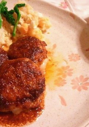 リメイク♪鶏団子用のひき肉つくねバーグ♪-レシピのメイン写真