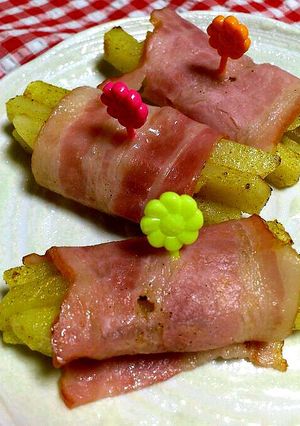 お弁当に☆カレーポテトのベーコン巻き-レシピのメイン写真