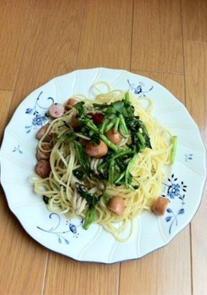 クレソンとウインナーのオイルパスタ-レシピのメイン写真